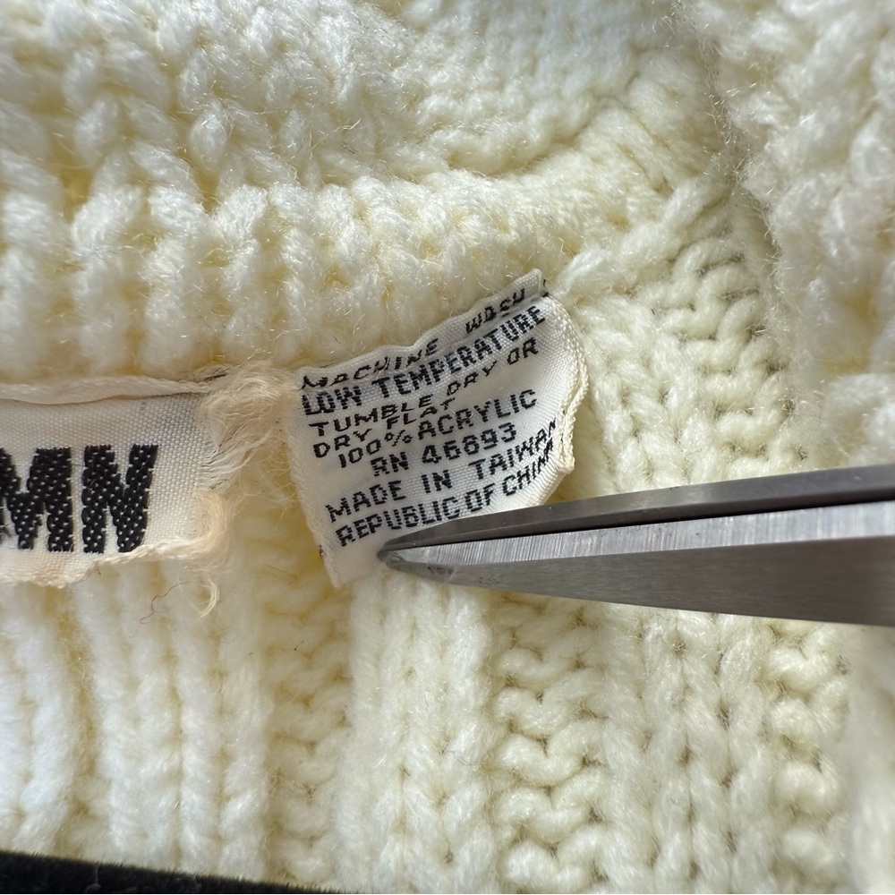 Vintage Co1umn Long Hooded Cable Knit Cream Cardigan Sweater - Picture 16 of 16